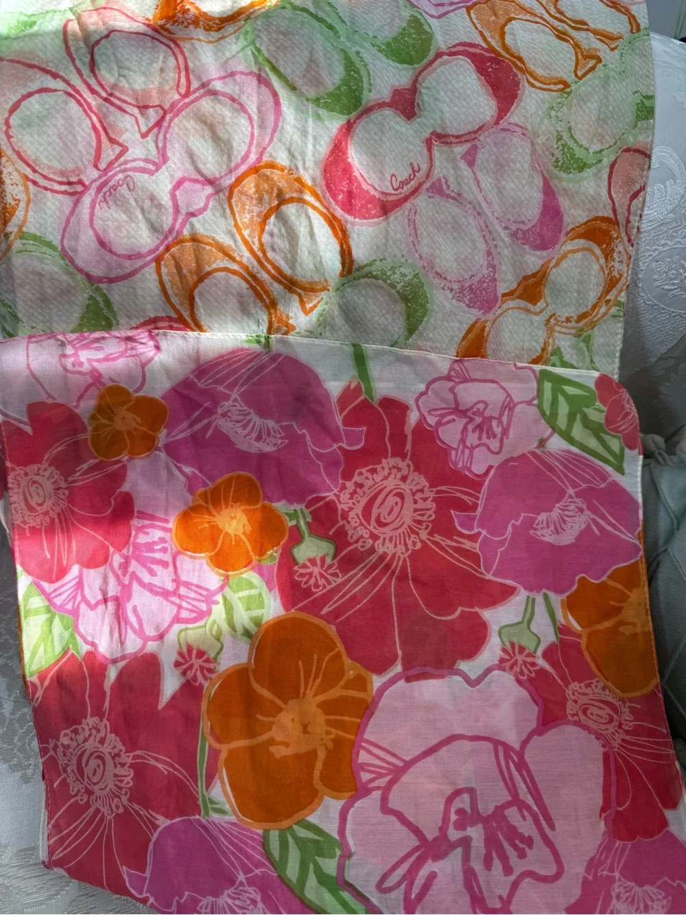 Vintage Coach Poppy Scribble Signature Scarf